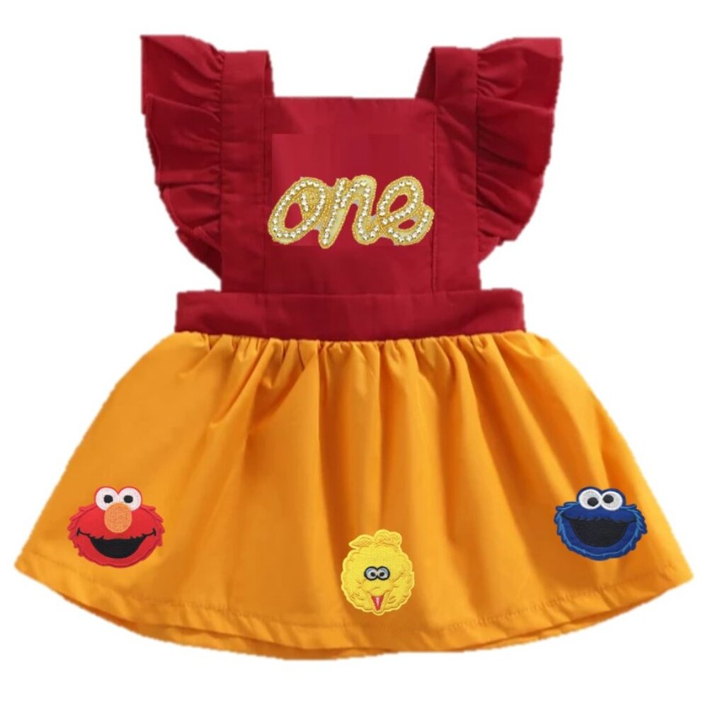 Sesame Street Dress first Birthday Outfit Elmo Dress Cookie Monster Clothes
